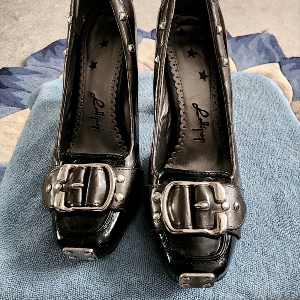 Womens Patent Leather & Leather Heel